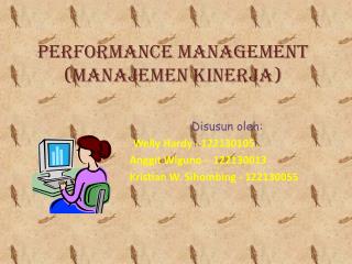 Performance Management ( Manajemen Kinerja )