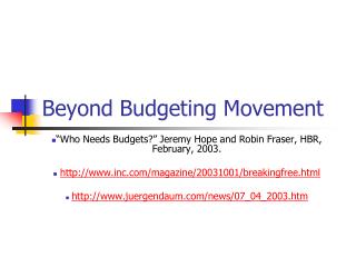 Beyond Budgeting Movement