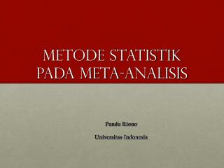 Metode Statistik pada Meta-Analisis