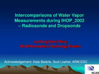 Intercomparisons of Water Vapor Measurements during IHOP_2002 – Radiosonde and Dropsonde