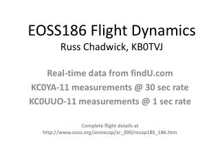 EOSS186 Flight Dynamics Russ Chadwick, KB0TVJ