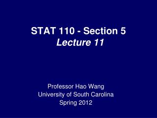 STAT 110 - Section 5 Lecture 11
