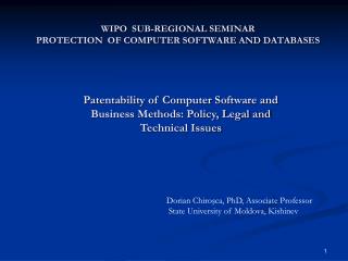 WIPO SUB-REGIONAL SEMINAR PROTECTION OF COMPUTER SOFTWARE AND DATABASES