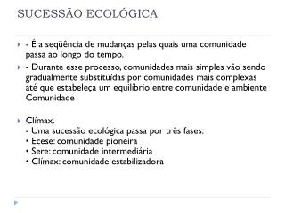 SUCESSÃO ECOLÓGICA