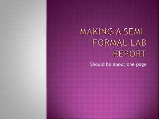 Making a semi-formal lab report