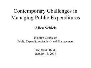 Contemporary Challenges in Managing Public Expenditures