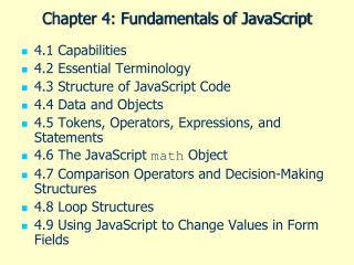 Chapter 4: Fundamentals of JavaScript