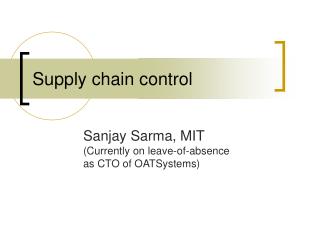 Supply chain control