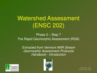 Watershed Assessment (ENSC 202)