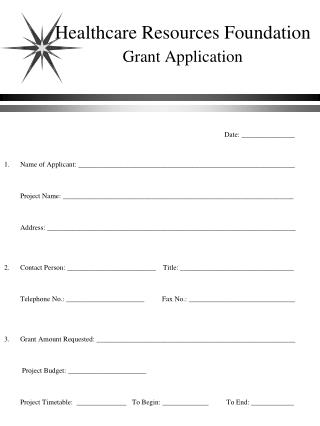 Healthcare Resources Foundation Grant Application