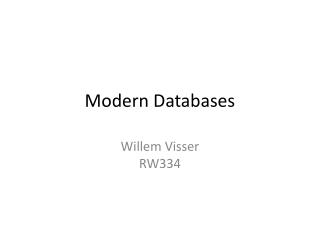 Modern Databases