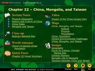 Chapter 22 – China, Mongolia, and Taiwan