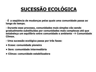 SUCESSÃO ECOLÓGICA