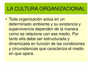 LA CULTURA ORGANIZACIONAL