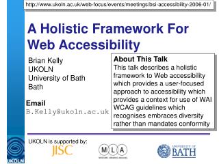 A Holistic Framework For Web Accessibility