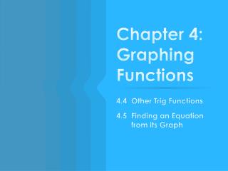 Chapter 4: Graphing Functions