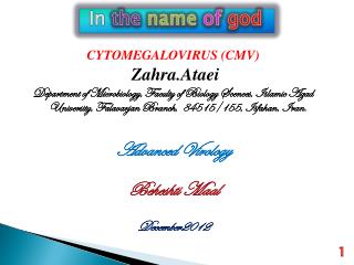 CYTOMEGALOVIRUS (CMV) Zahra.Ataei