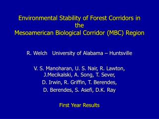 Environmental Stability of Forest Corridors in the Mesoamerican Biological Corridor (MBC) Region