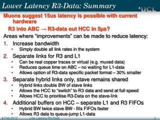 Lower Latency R3-Data: Summary