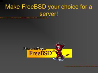 Make FreeBSD your choice for a server!