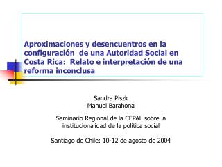 Sandra Piszk Manuel Barahona Seminario Regional de la CEPAL sobre la