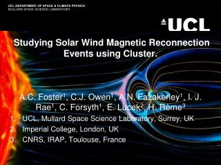 Studying Solar Wind Magnetic Reconnection Events using Cluster.
