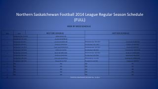Northern Saskatchewan Football 2014 League Regular Season Schedule (FULL)