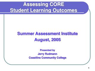 Assessing CORE Student Learning Outcomes