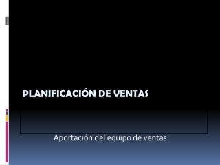 Planificación de ventas