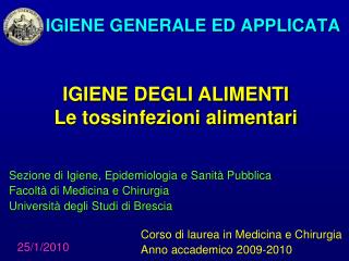 IGIENE GENERALE ED APPLICATA