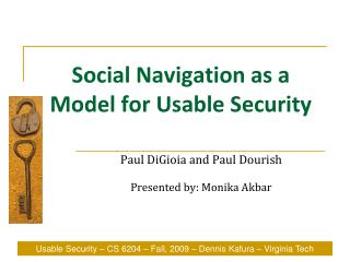 Social Navigation as a Model for Usable Security