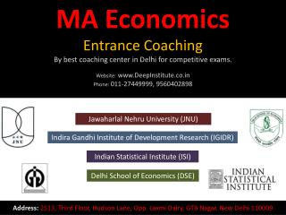 M.A. Economics Entrance Exam India