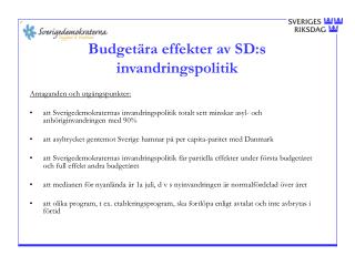 Budgetära effekter av SD:s invandringspolitik