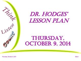 Dr. Hodges’ Lesson Plan