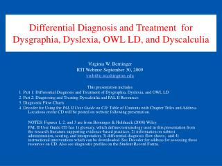 Differential Diagnosis and Treatment  for Dysgraphia, Dyslexia, OWL LD, and Dyscalculia