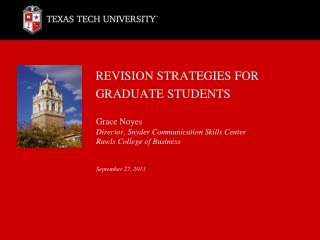 REVISION STRATEGIES FOR GRADUATE STUDENTS