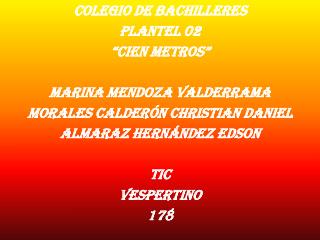 Colegio de Bachilleres Plantel 02 “Cien Metros” Marina Mendoza Valderrama