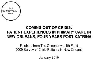 COMING OUT OF CRISIS: PATIENT EXPERIENCES IN PRIMARY CARE IN