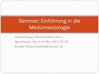 Seminar: Einführung in die Medizinsoziologie