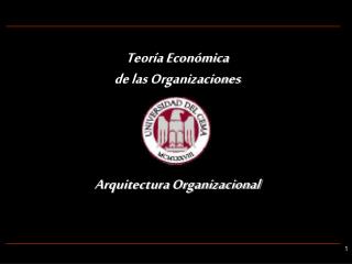 Teoría Económica de las Organizaciones Arquitectura Organizacional