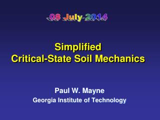 Simplified Critical-State Soil Mechanics