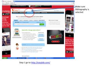 Step 1 go to easybib/