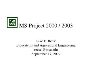 MS Project 2000 / 2003