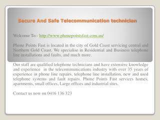 Secure And Safe Telecommunication technician