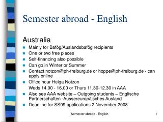 Semester abroad - English
