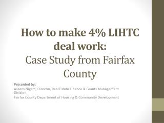 How to make 4% LIHTC deal work: Case Study from Fairfax County