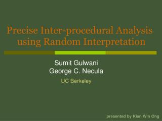 Precise Inter-procedural Analysis