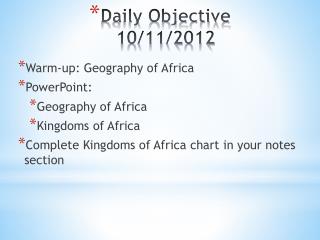 Daily Objective 10/11/2012