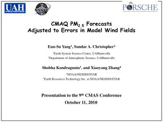 CMAQ PM 2.5 Forecasts Adjusted to Errors in Model Wind Fields