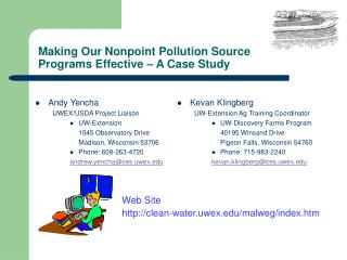 Making Our Nonpoint Pollution Source Programs Effective – A Case Study